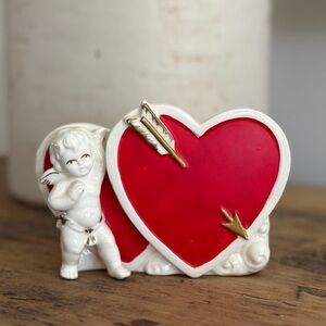 Lefton Vintage Cupid Heart Vase/Container.  Valentines.